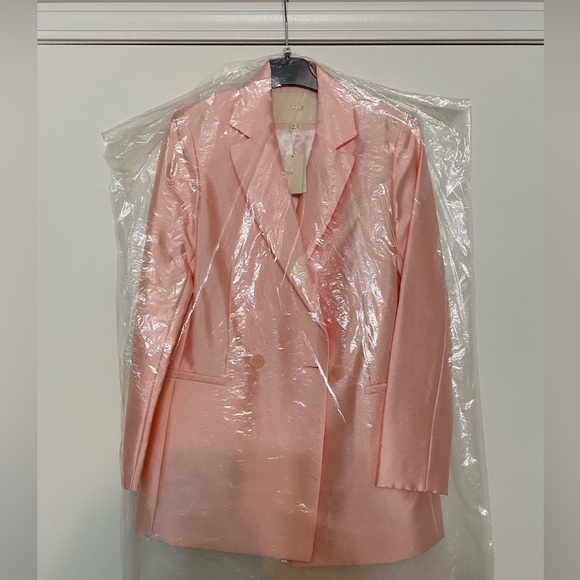 MAJE Vasila Double-breasted Satin Blazer in Pink Size 36 - Picture 4 of 16